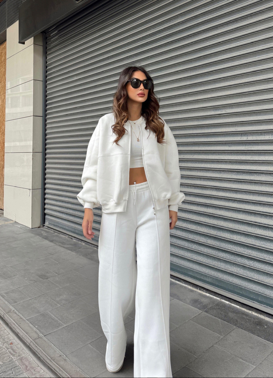 Metal Fermuarlı Zara Model Takım 6544 BEYAZ