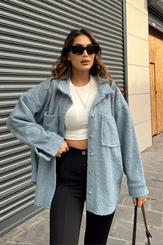 Oversize Ceket 39011 BEBE MAVİSİ