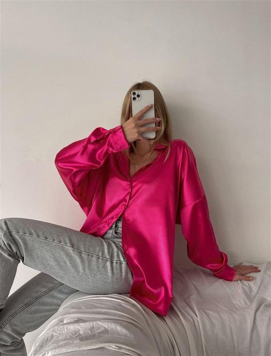 Saten Gömlek PEMBE