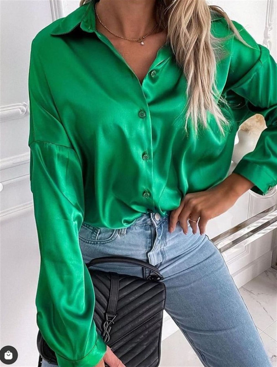 Saten Gömlek YEŞİL
