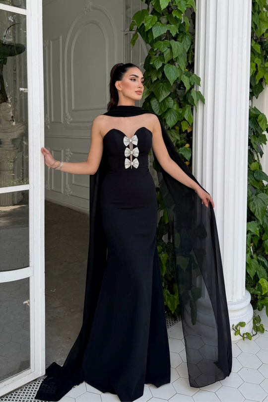 Selis Straplez Fiyonk Detay Abiye 1150