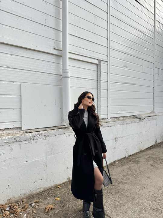 Sheila Kaşe Oversize Kaban 2985 SİYAH