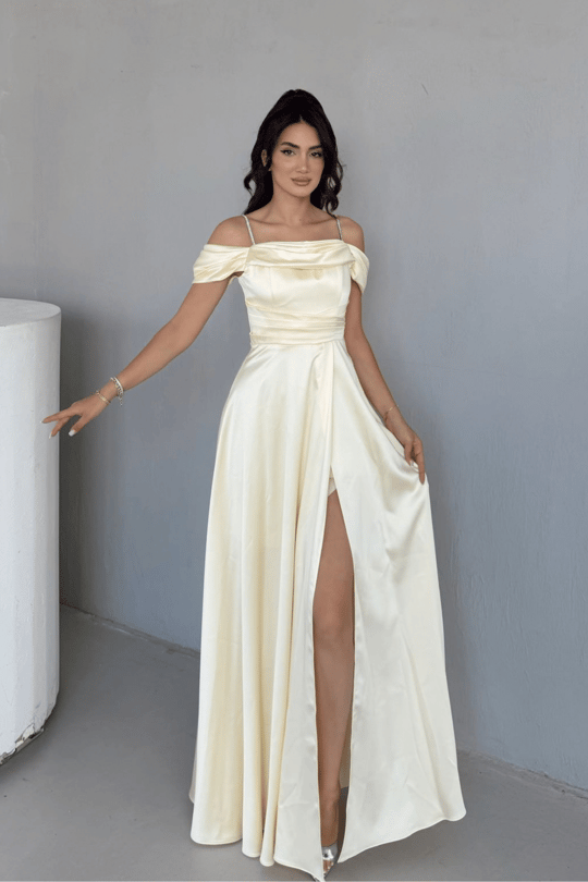 Taş Askı Detay Saten Abiye 6118
