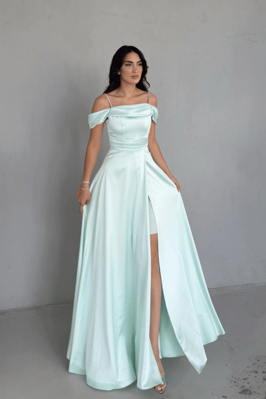 Taş Askı Detay Saten Abiye 6118