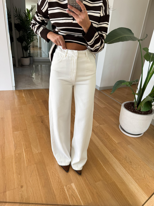 Adriana Zr Bol Paça Jean - Ekru