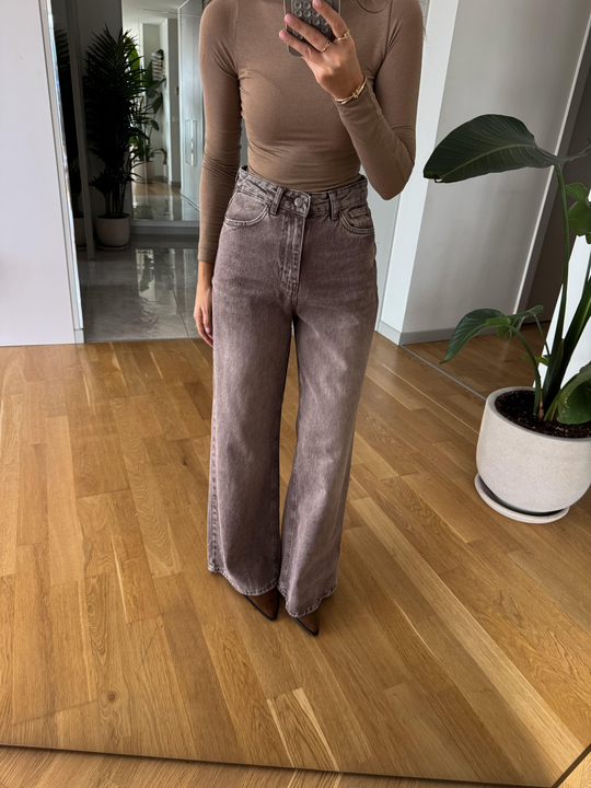 Boris Wide Leg Jean - Kahve Tint