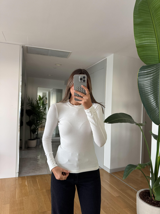 Cozzy Uzun Kollu Basic Bluz - Beyaz 