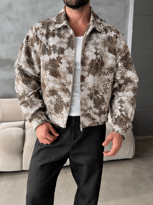 Bej Jacquard Vintage Ceket RSP 7000