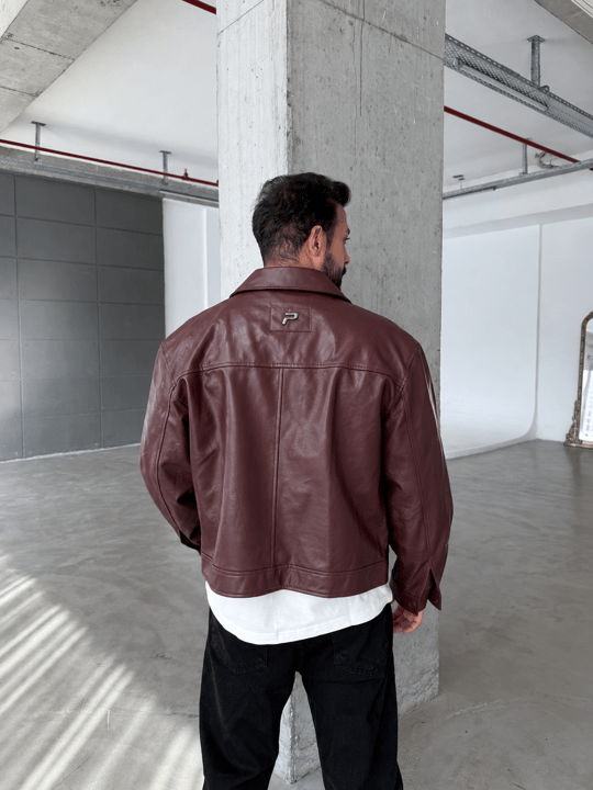 Bordo Düğmeli ZR Kumaş Deri Ceket PLZ 27208
