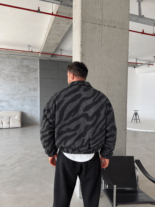 Siyah Zebra Desenli Bomber Ceket PLZ 27409