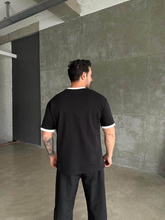 Siyah Cupid Baskılı Pamuk Oversize Tişört N1368 SNZ