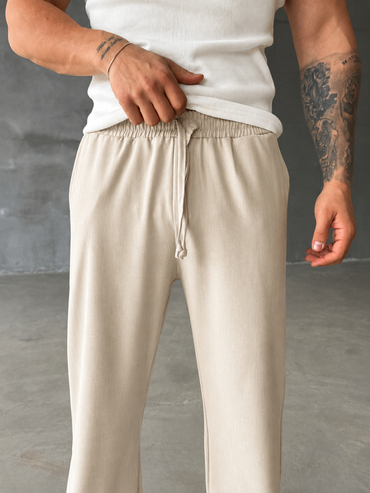 Bej Bol Basic Bağcıklı Kumaş Pantalon SC