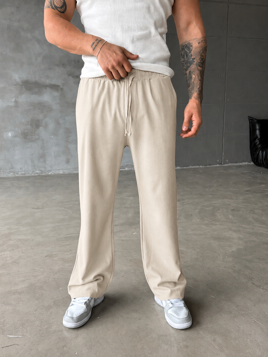 EŞOFMAN ALTI & JOGGERBej Bol Basic Bağcıklı Kumaş Pantalon SC