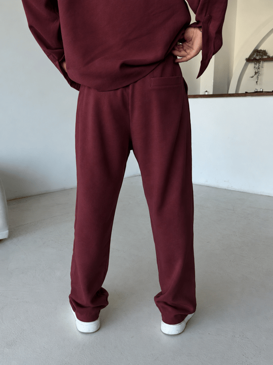 Bordo Panda Hasır İpli Baggy Eşofman PLZ 27550