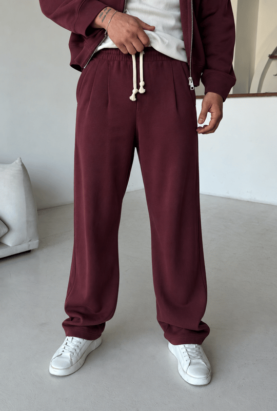 Bordo Panda Hasır İpli Baggy Eşofman PLZ 27550