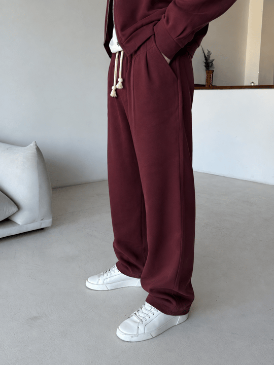 Bordo Panda Hasır İpli Baggy Eşofman PLZ 27550