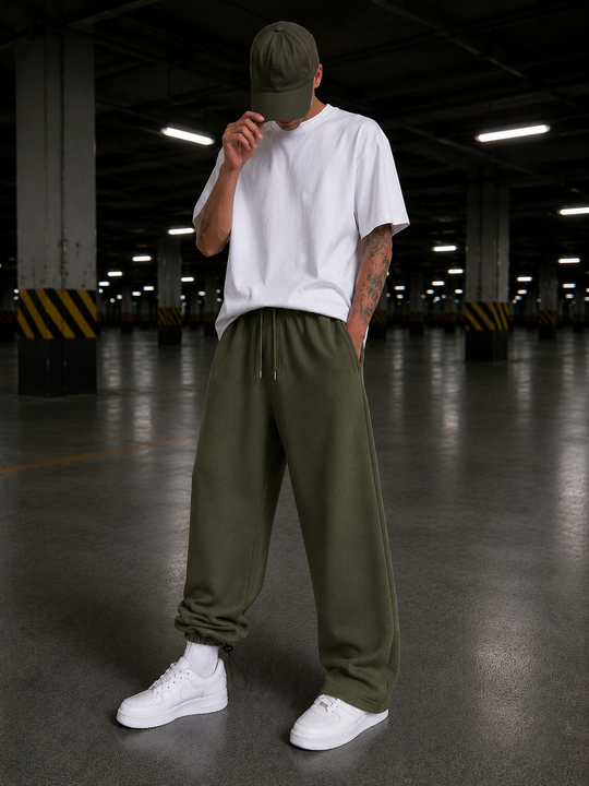 Haki Unisex Stoper Paça Pamuk Eşofman SC