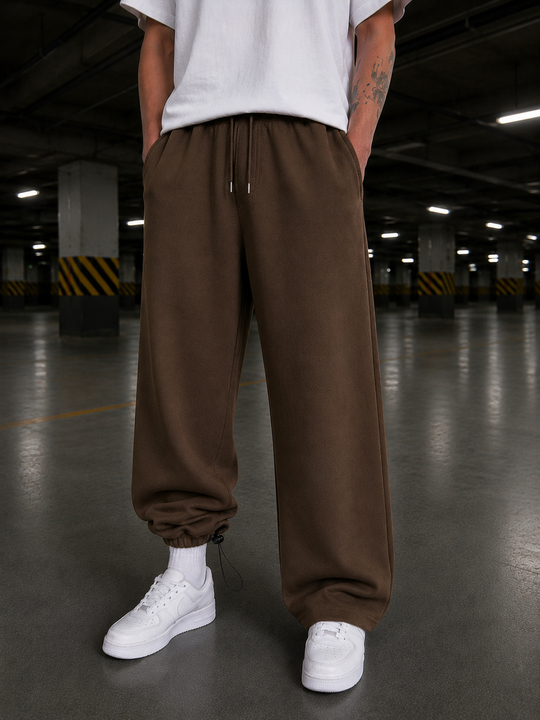 Kahve Unisex Stoper Paça Pamuk Eşofman SC