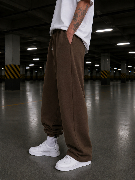 Kahve Unisex Stoper Paça Pamuk Eşofman SC