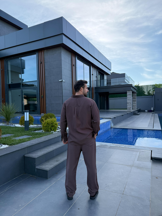 Kahve Diogenal Tensel Pamuk Oversize Takım SNZ 1320