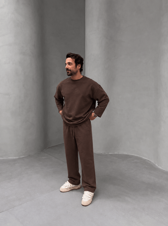 Kahve Yıkamalı Bisiklet Yaka İki İplik Takım SNZ K5131