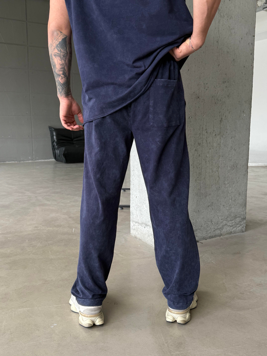Lacivert İki İplik Yıkamalı Ön Tek Çimalı Eşofman PLZ 26168