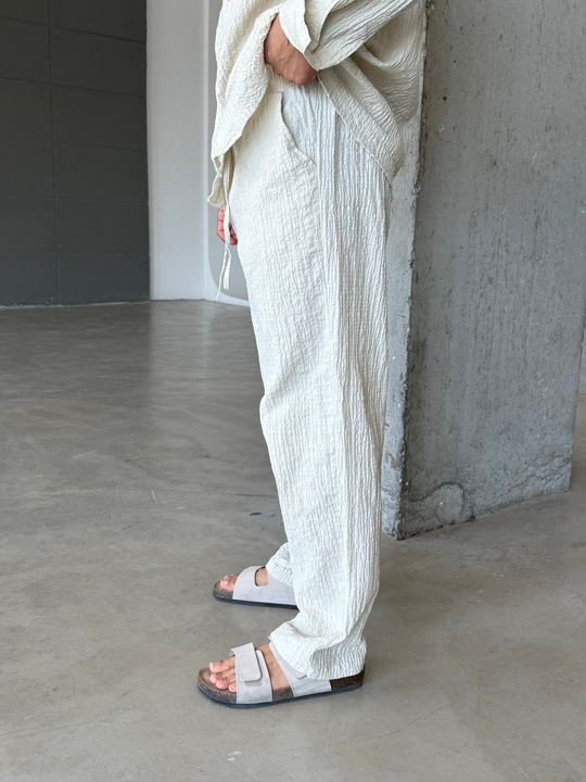 Bej Gofre Pamuk Pantalon SNZ 1349