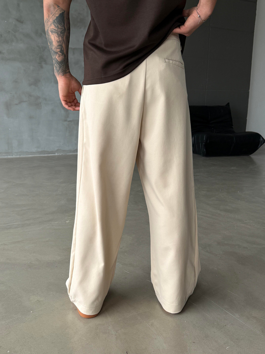 Bej Kore Kalıp Kumaş Pantalon SNZ 1448