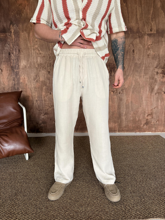 Bej Müslin Keten Pantalon LNS 23117