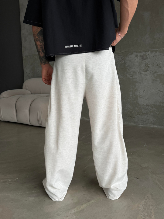 Bej Yumuşak Ham Keten Super Baggy Pantalon 40229 BRR