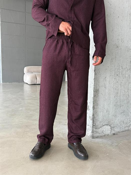 Bordo İthal Doku Pantolon SC