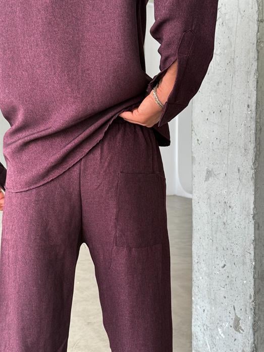 Bordo İthal Doku Pantolon SC