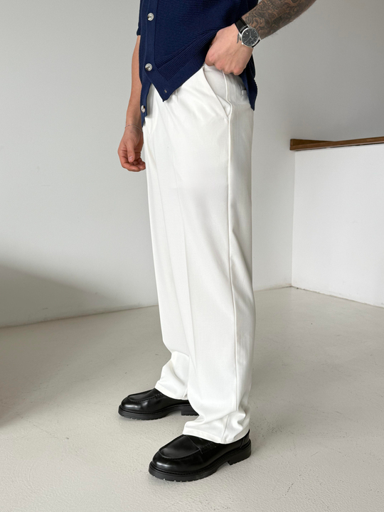 Ekru Baggy Bezayağı Kumaş Pantalon SNZ N1135