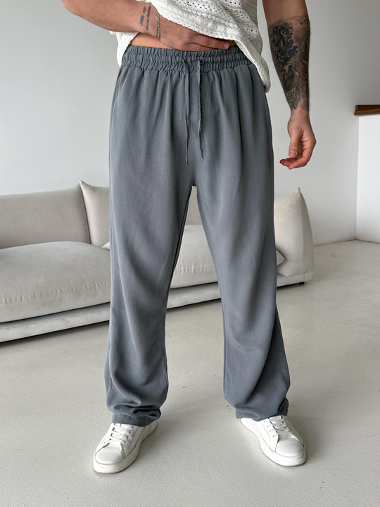 Füme Ham Keten Bol Bağcıklı Pantalon LNS 23115