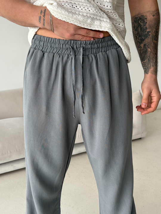 Füme Ham Keten Bol Bağcıklı Pantalon LNS 23115