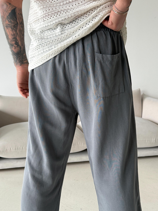 Füme Ham Keten Bol Bağcıklı Pantalon LNS 23115