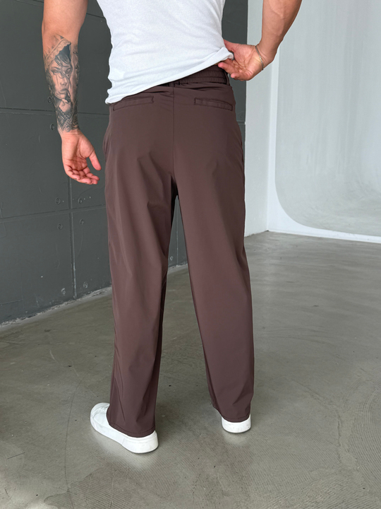 Kahve Bel Lastikli Kırışmaz Su Geçirmez Pantolon SNZ 1581