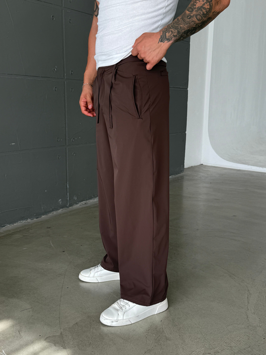 Kahve Bel Lastikli Kırışmaz Su Geçirmez Pantolon SNZ 1581