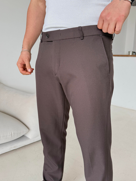 Kahve Dilli Slim Fit Kumaş Pantalon SC