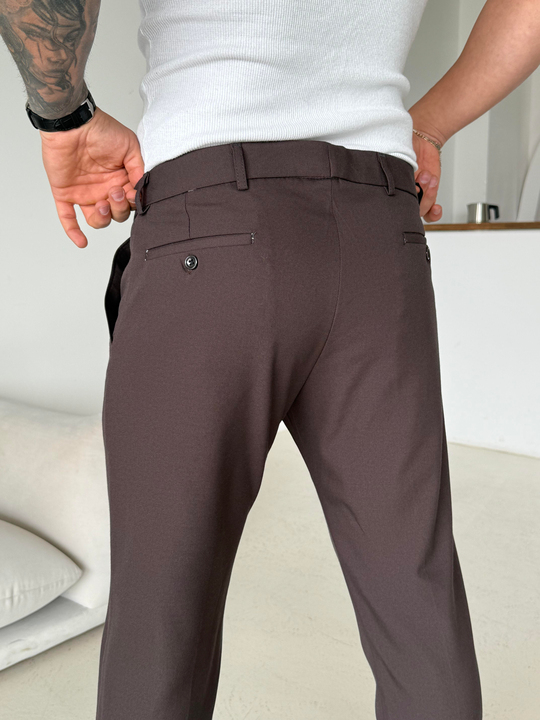 Kahve Dilli Slim Fit Kumaş Pantalon SC