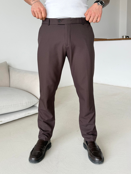 Kahve Dilli Slim Fit Kumaş Pantalon SC