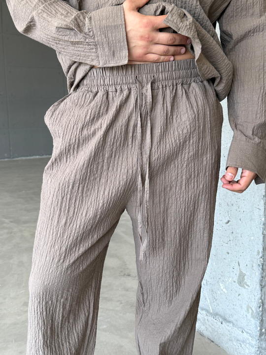 Kahve Gofre Pamuk Pantalon SNZ 1349