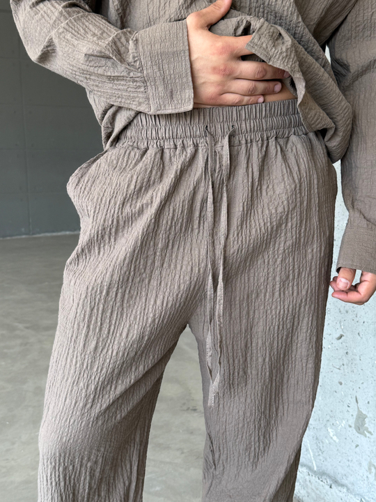 Kahve Gofre Pamuk Pantalon SNZ 1349