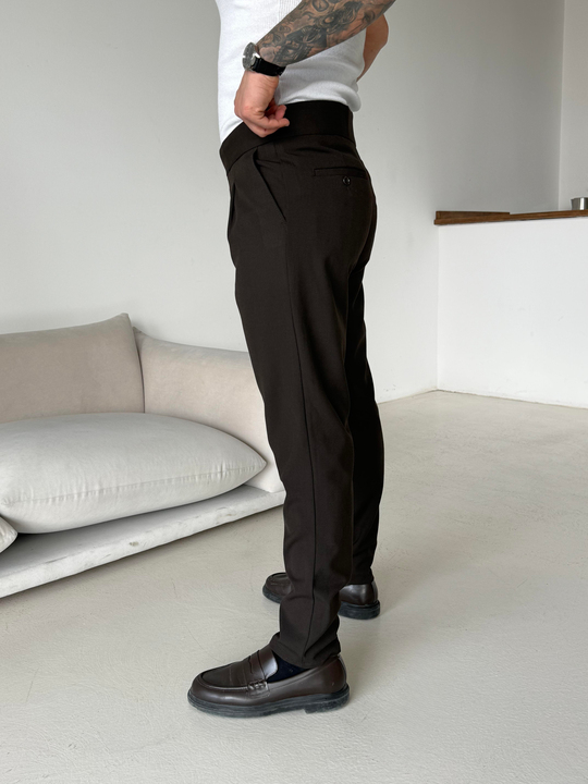 Kahve Tokalı Regular Fit Kumaş Pantalon SC