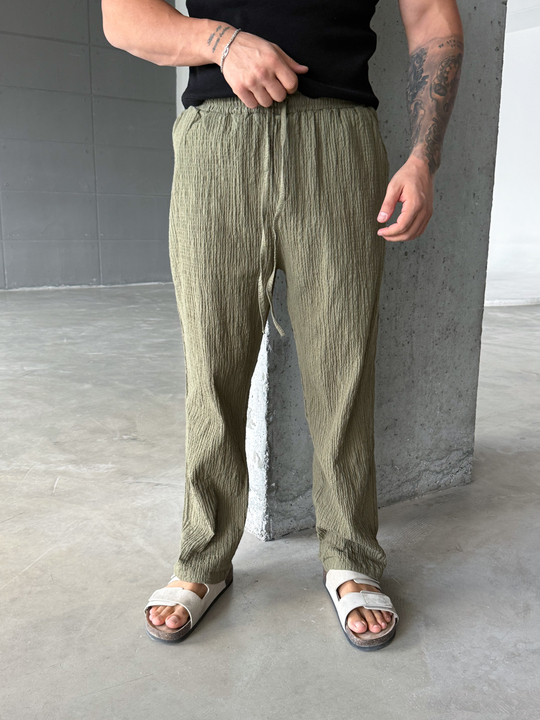 Haki Gofre Pamuk Pantalon SNZ 1349