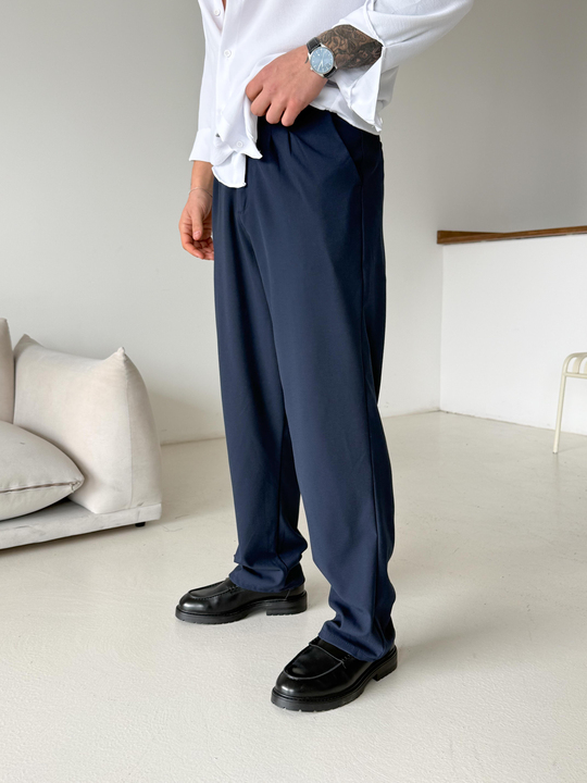 Lacivert Baggy Bezayağı Kumaş Pantalon SNZ N1135