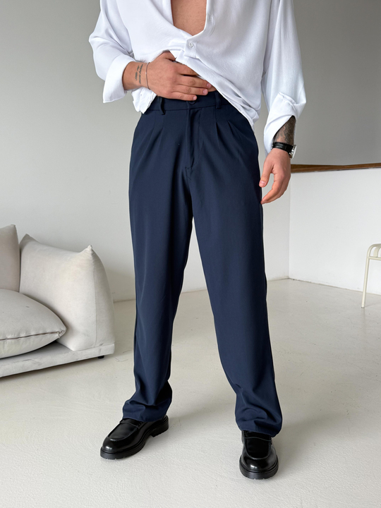 Lacivert Baggy Bezayağı Kumaş Pantalon SNZ N1135