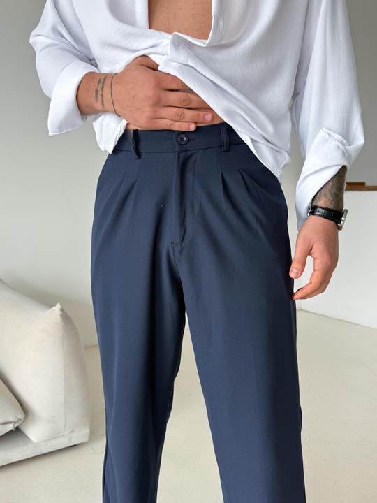 Lacivert Baggy Bezayağı Kumaş Pantalon SNZ N1135
