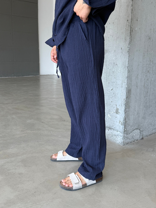 Lacivert Gofre Pamuk Pantalon SNZ 1349