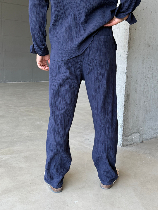 Lacivert Gofre Pamuk Pantalon SNZ 1349